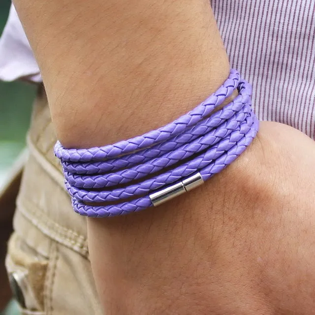 Vegan Leather Bracelet - 5 Laps , Unisex Bracelet, Choose from 10 Color options
