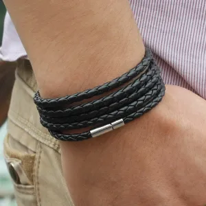 Vegan Leather Bracelet - 5 Laps , Unisex Bracelet, Choose from 10 Color options