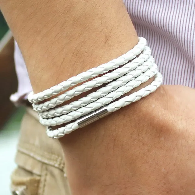 Vegan Leather Bracelet - 5 Laps , Unisex Bracelet, Choose from 10 Color options