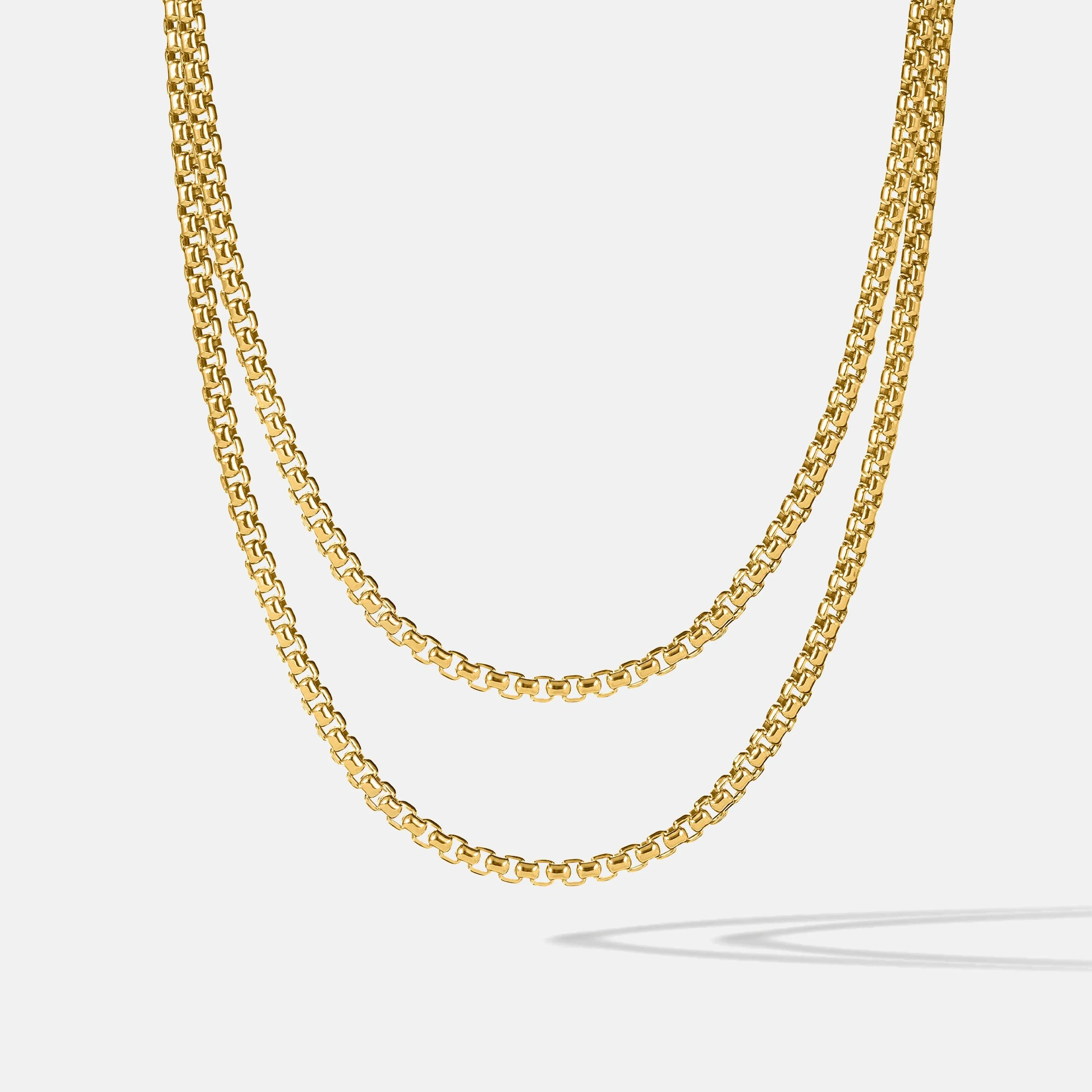Venetian Box Chain Stack (3mm) - Gold