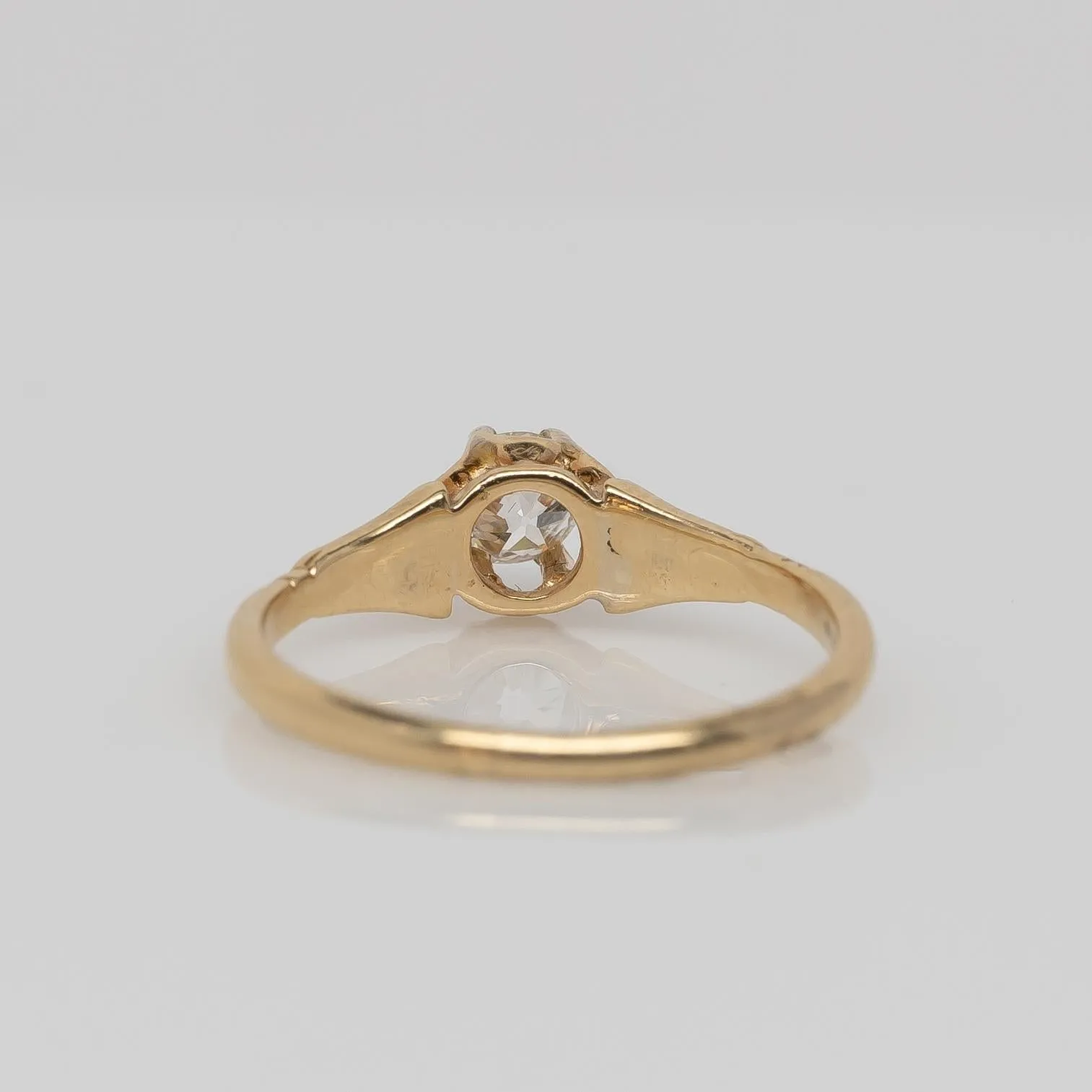 Victorian Buttercup Solitaire Old Euro Cut Diamond Yellow Gold Engagement Ring
