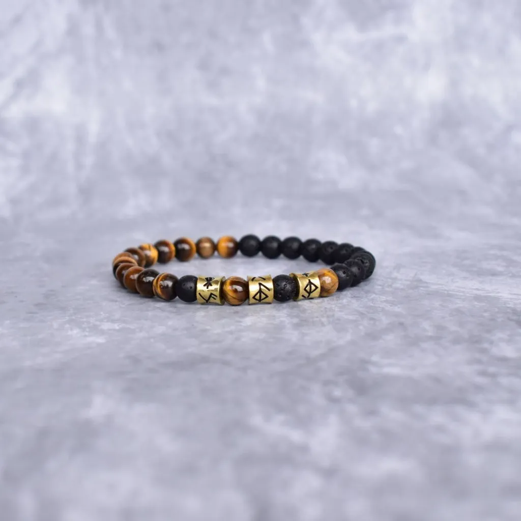 Viking Strength - Tiger Eye & Black Lava Bracelet