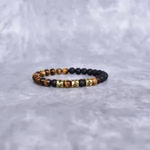 Viking Strength - Tiger Eye & Black Lava Bracelet