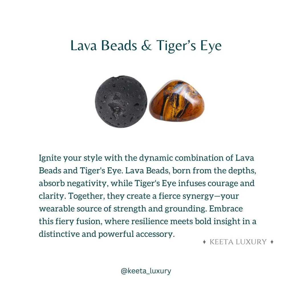Viking Strength - Tiger Eye & Black Lava Bracelet