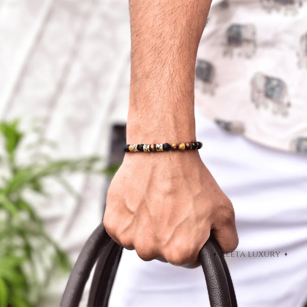Viking Strength - Tiger Eye & Black Lava Bracelet