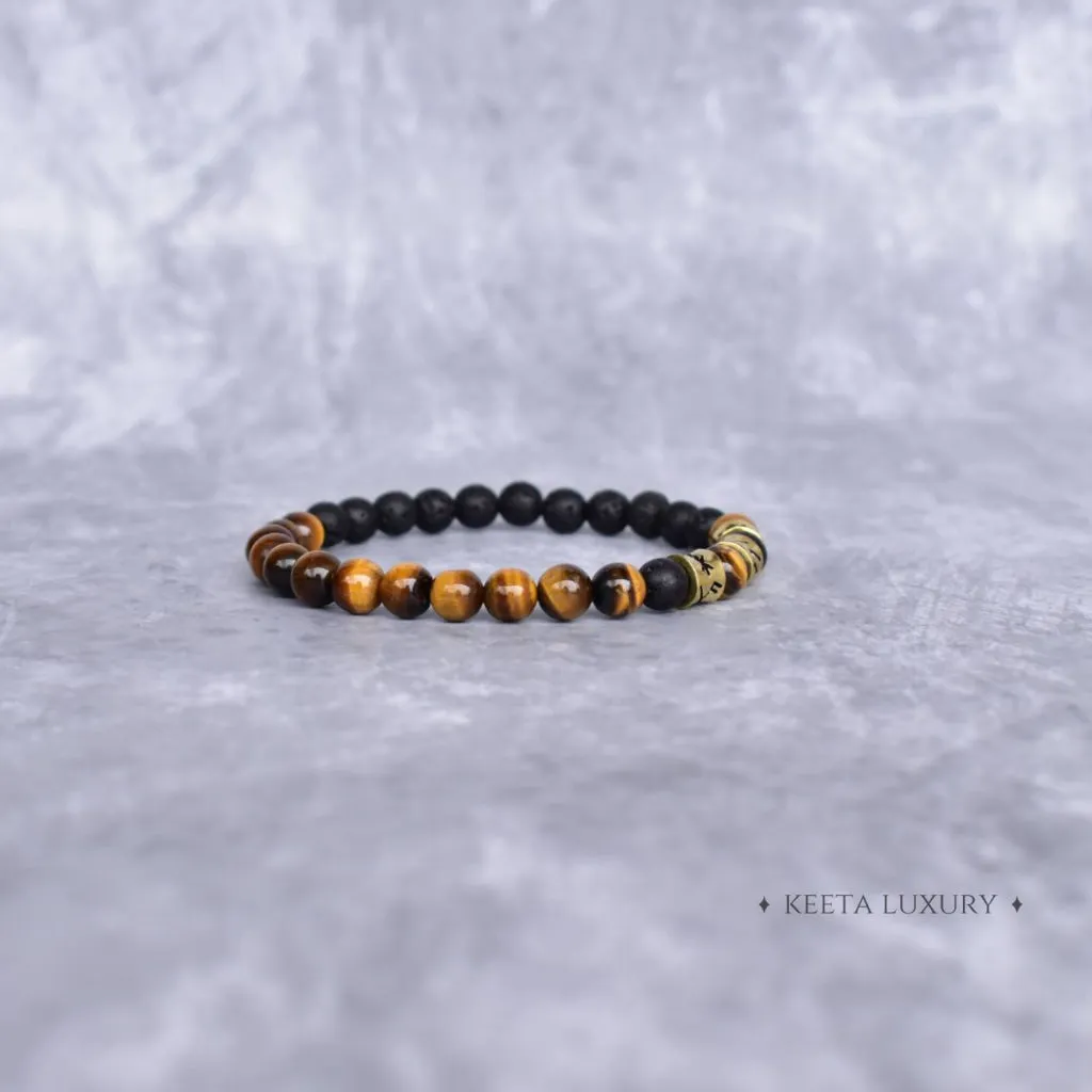 Viking Strength - Tiger Eye & Black Lava Bracelet