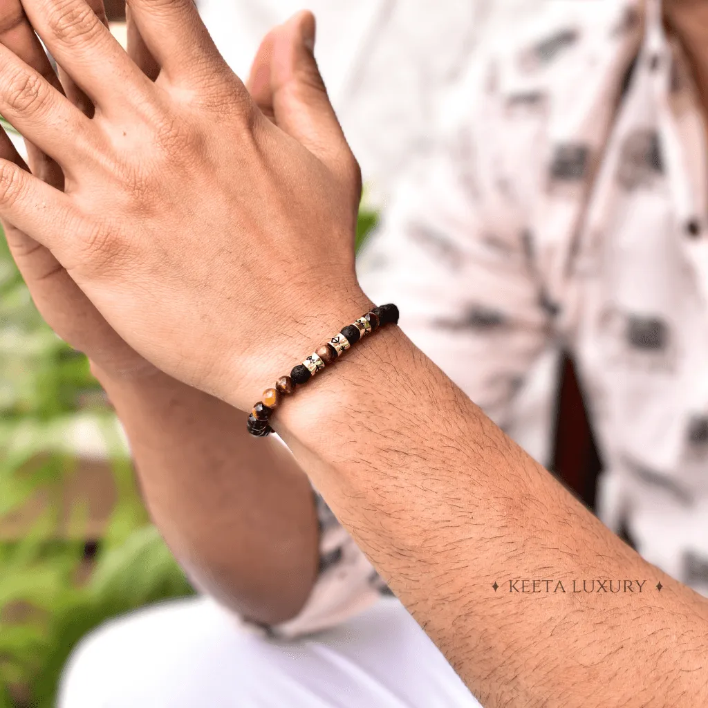 Viking Strength - Tiger Eye & Black Lava Bracelet