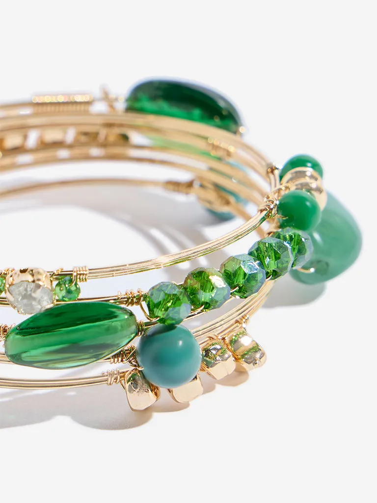 Westside Accessories Green Charm Coil Bracelet