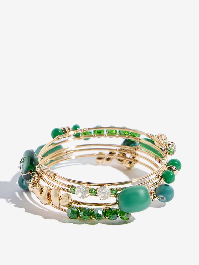Westside Accessories Green Charm Coil Bracelet