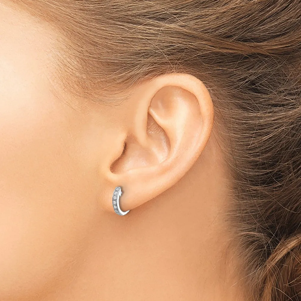 White Gold Diamond Hinged Hoop Earrings - Model EM5348-016-WA