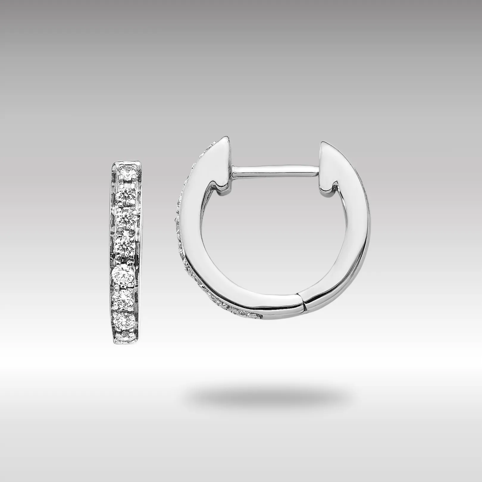 White Gold Diamond Hinged Hoop Earrings - Model EM5348-016-WA