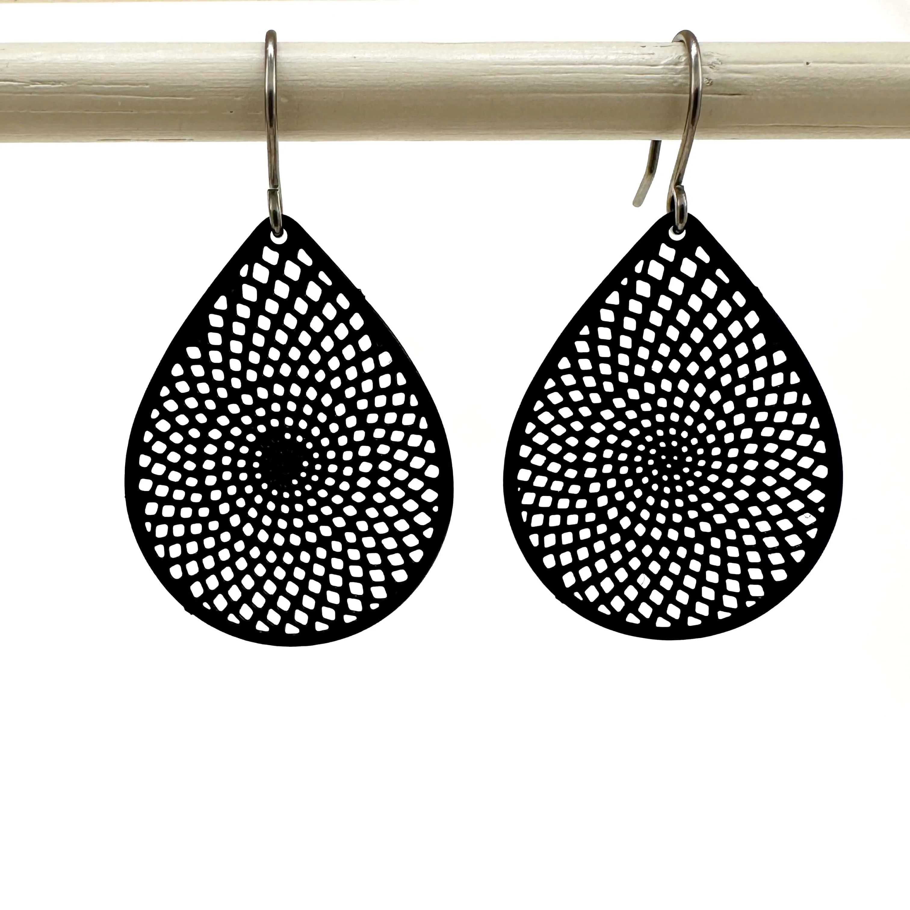 White/Black/Red teardrop earrings