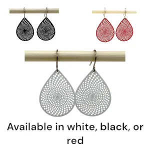 White/Black/Red teardrop earrings