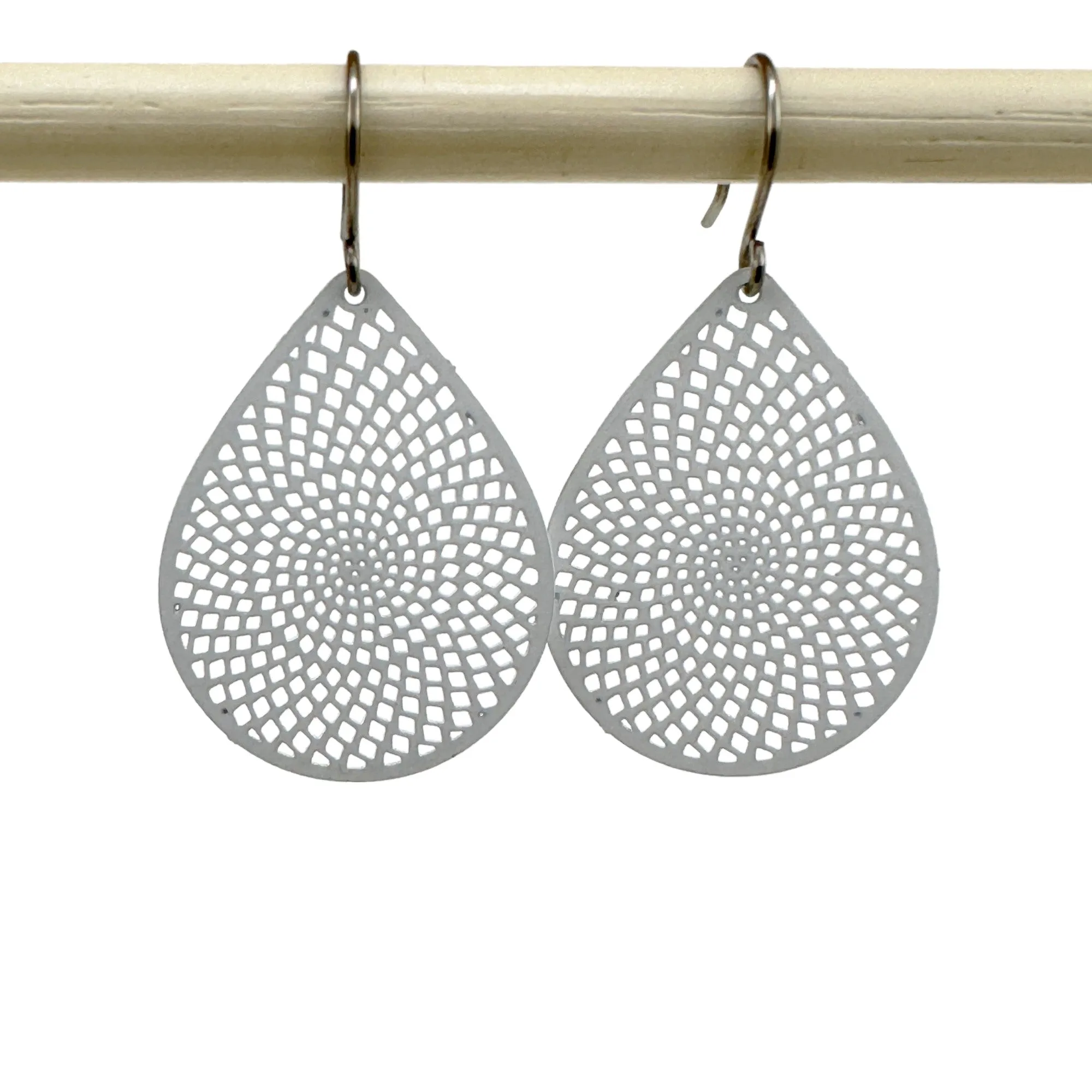 White/Black/Red teardrop earrings