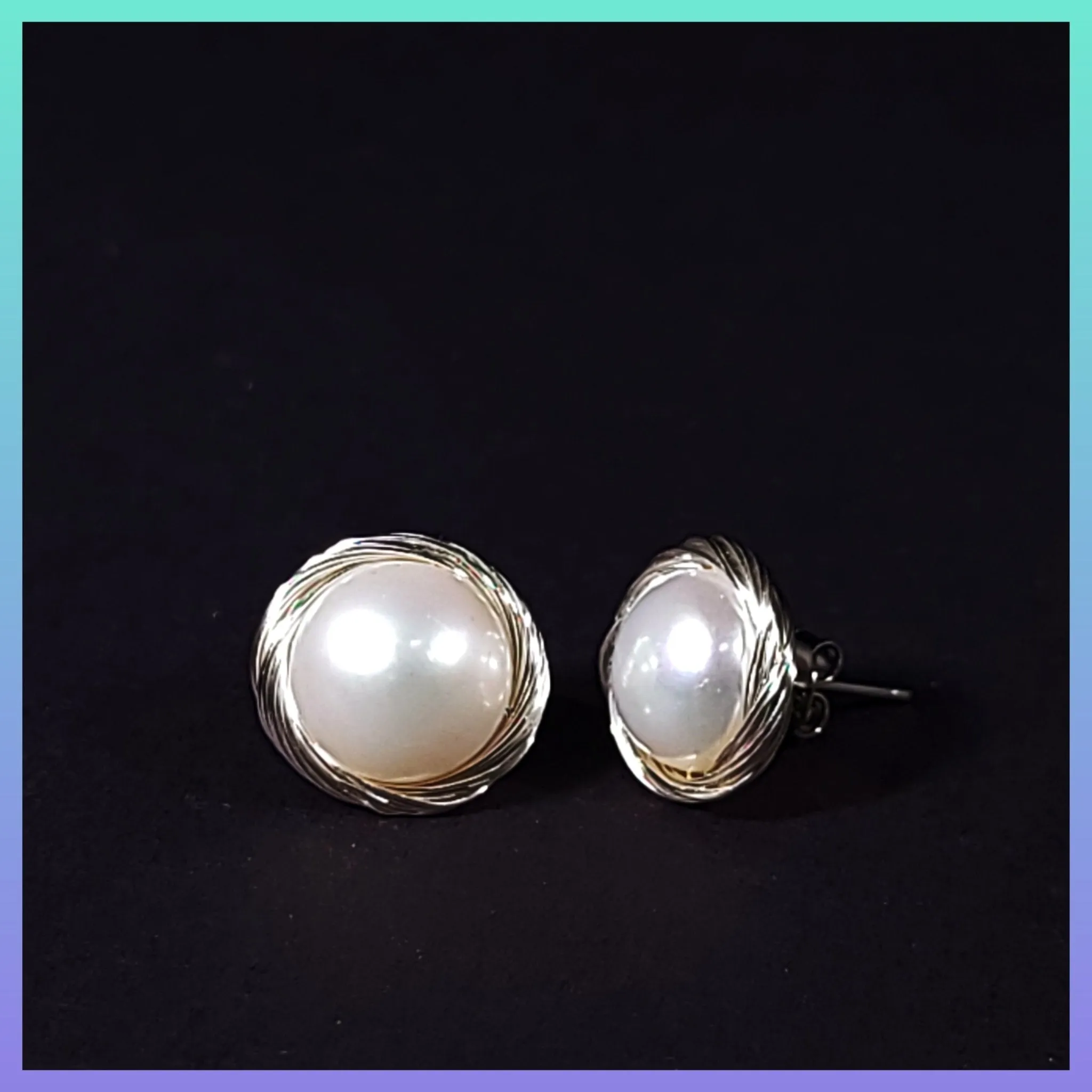 Wire Wrapped Pearl Earrings