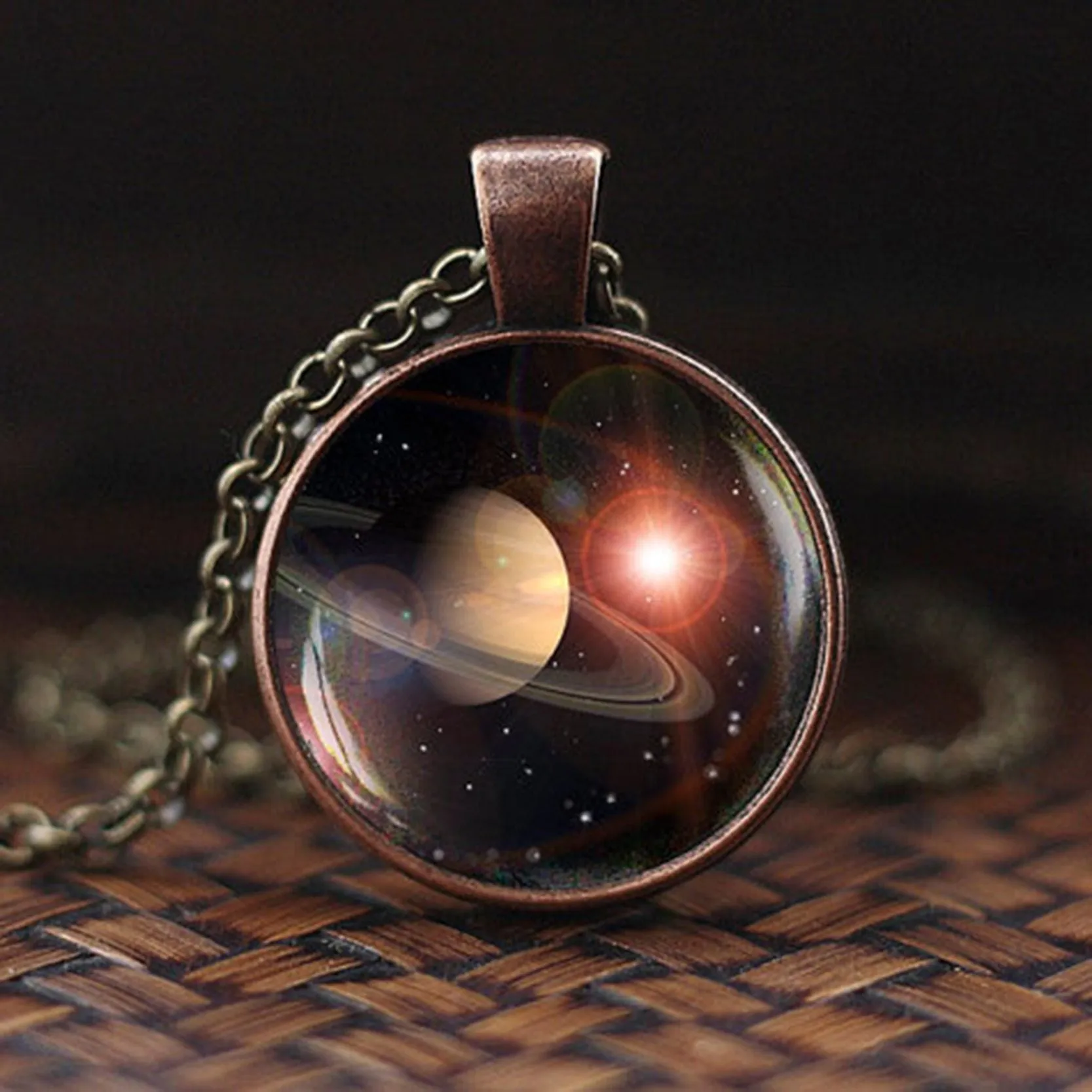 Women Charming Universe Glass Cabochon Galaxy Necklaces