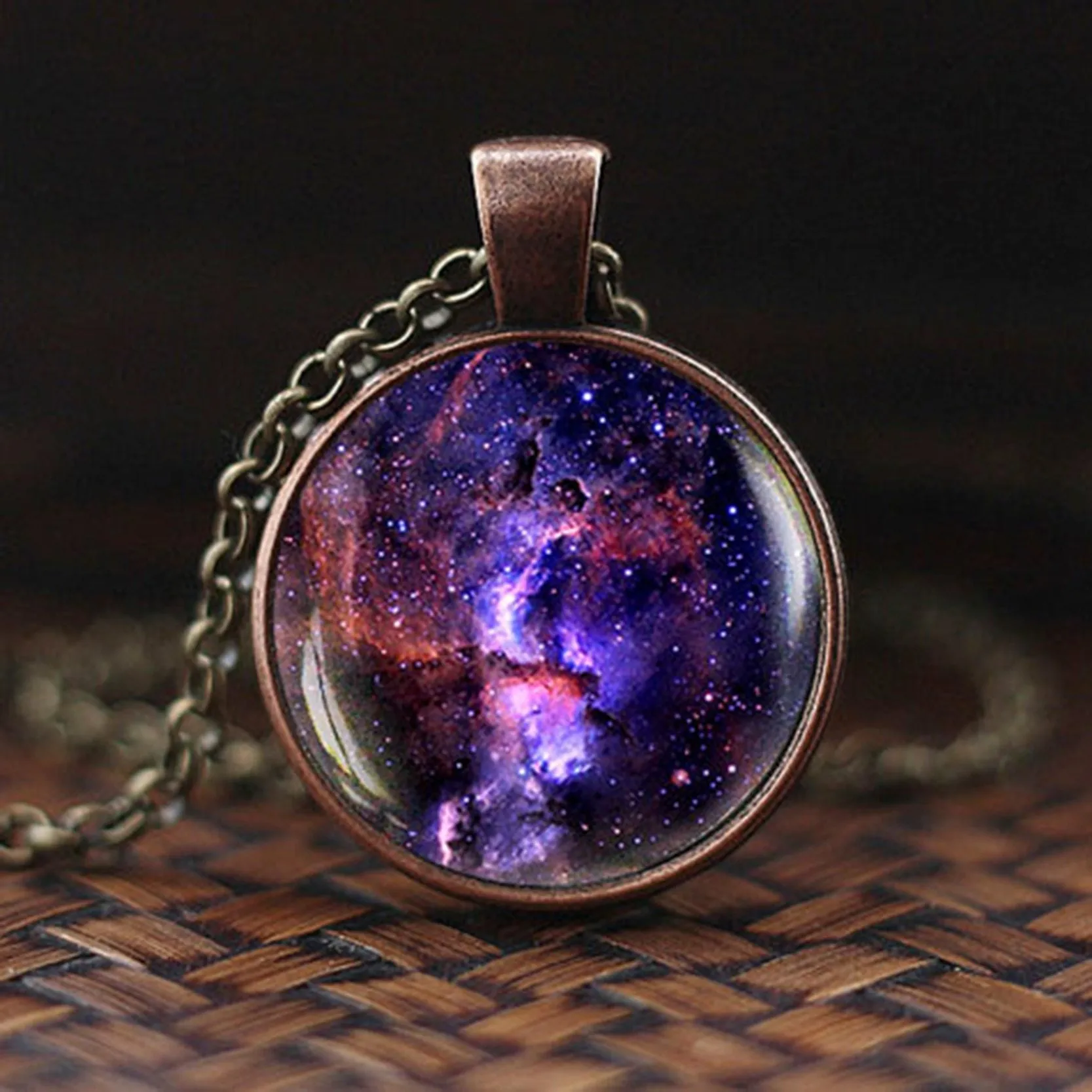 Women Charming Universe Glass Cabochon Galaxy Necklaces