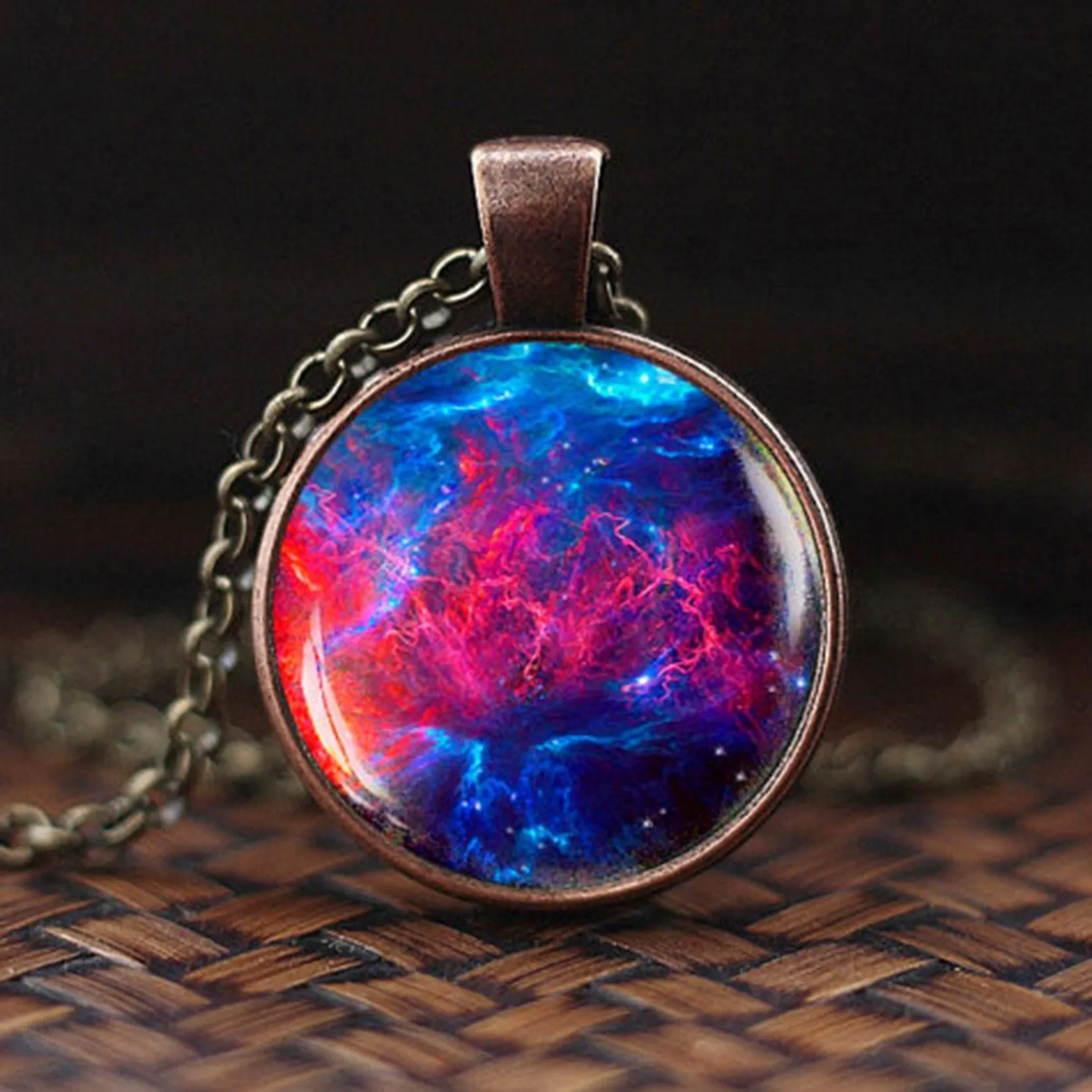 Women Charming Universe Glass Cabochon Galaxy Necklaces