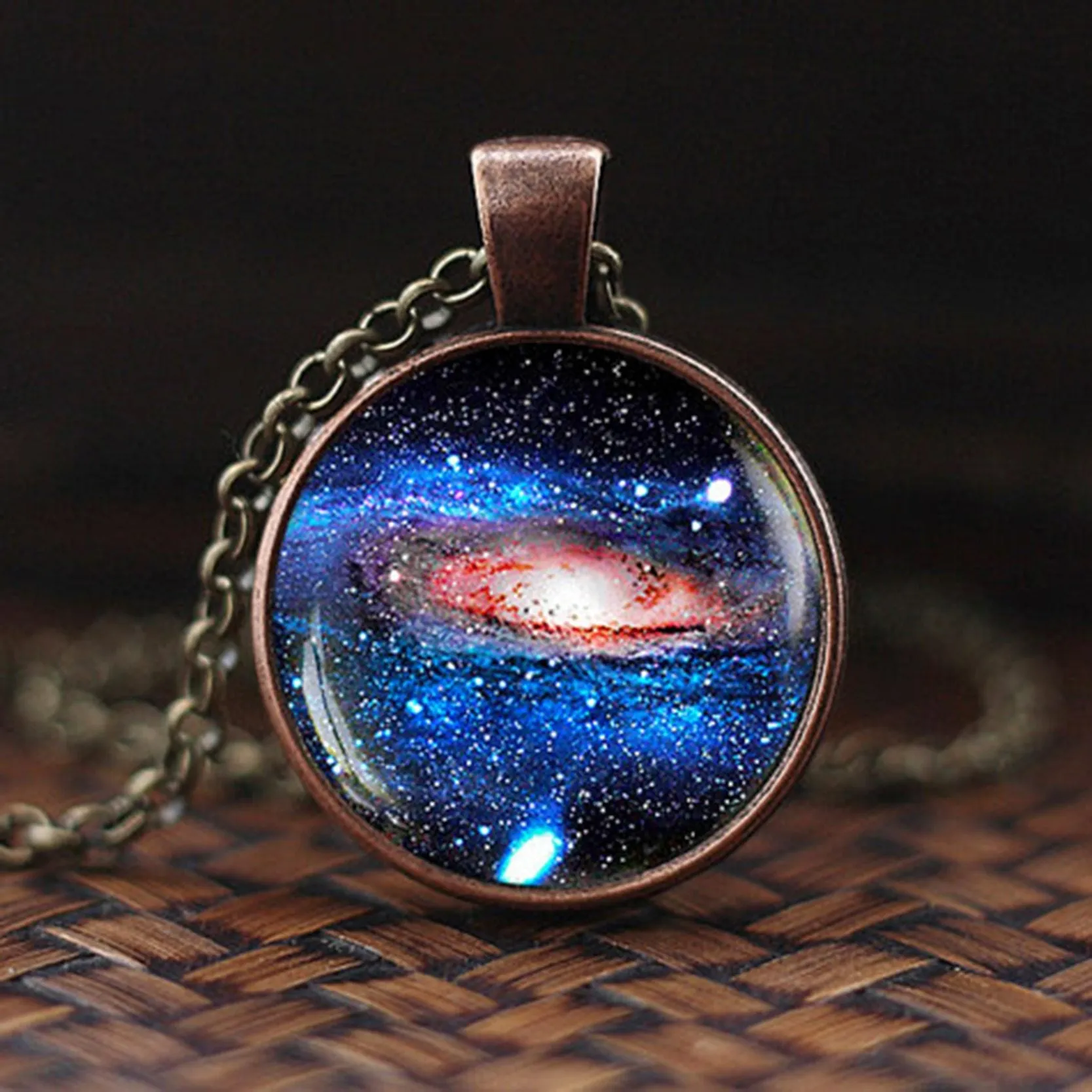Women Charming Universe Glass Cabochon Galaxy Necklaces