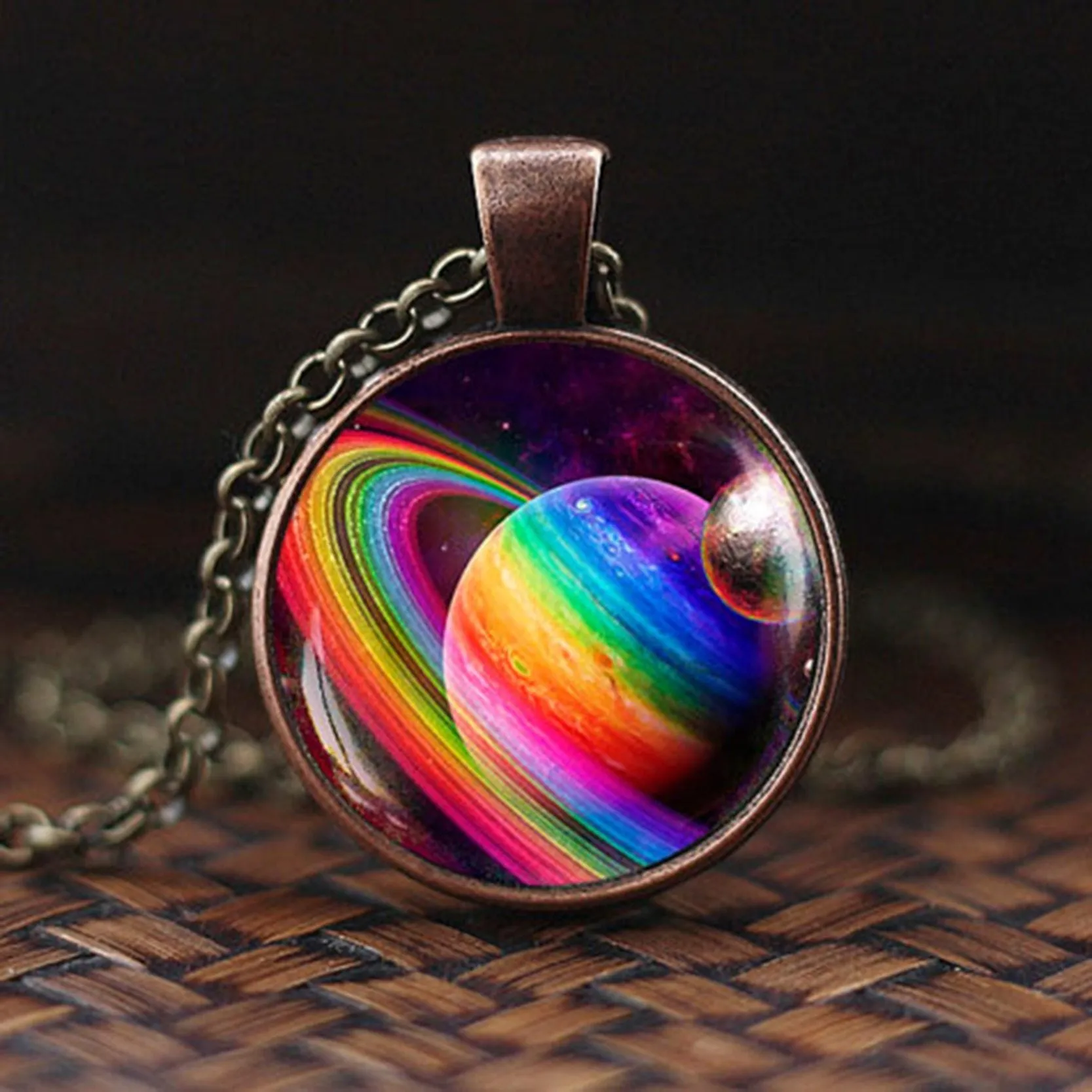 Women Charming Universe Glass Cabochon Galaxy Necklaces
