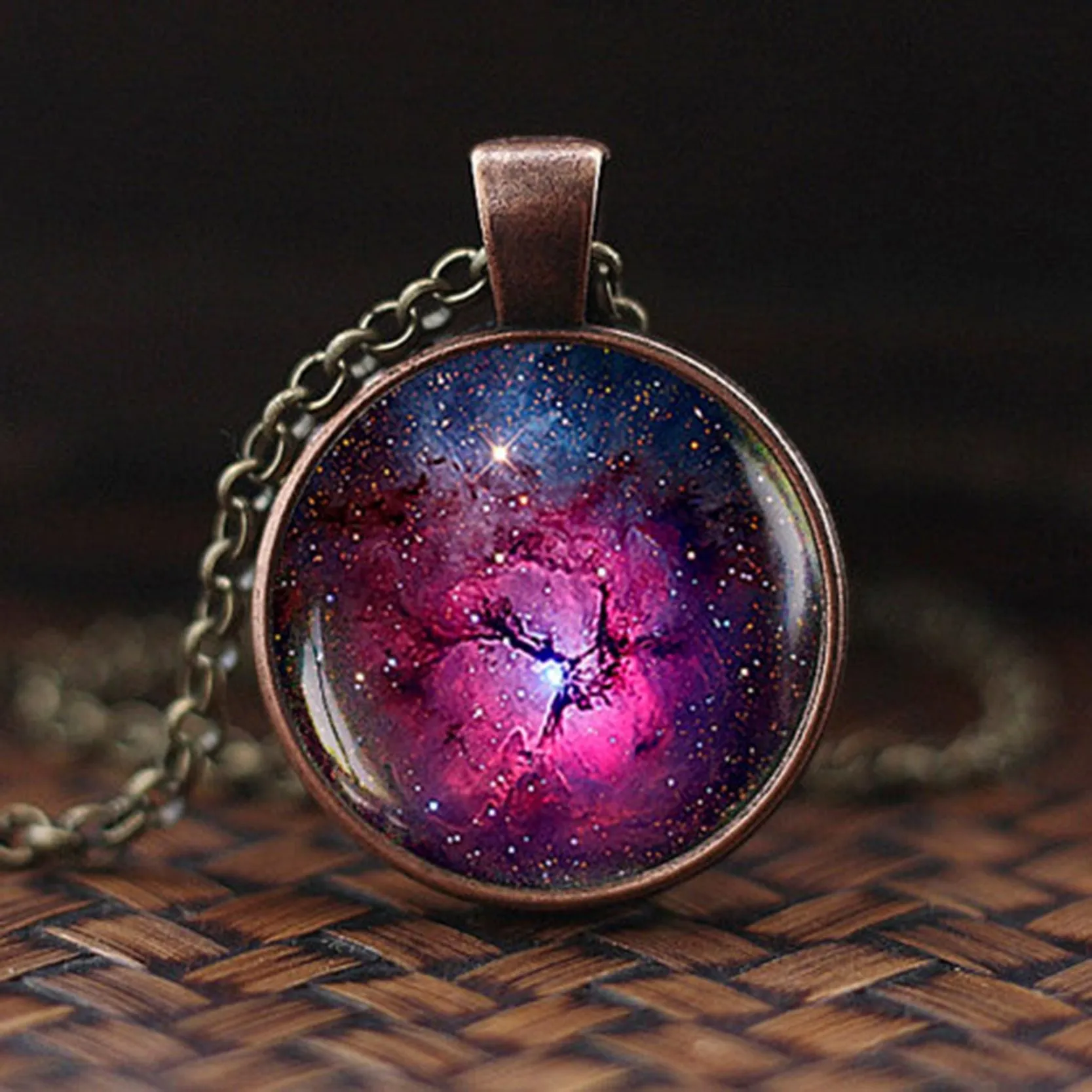 Women Charming Universe Glass Cabochon Galaxy Necklaces