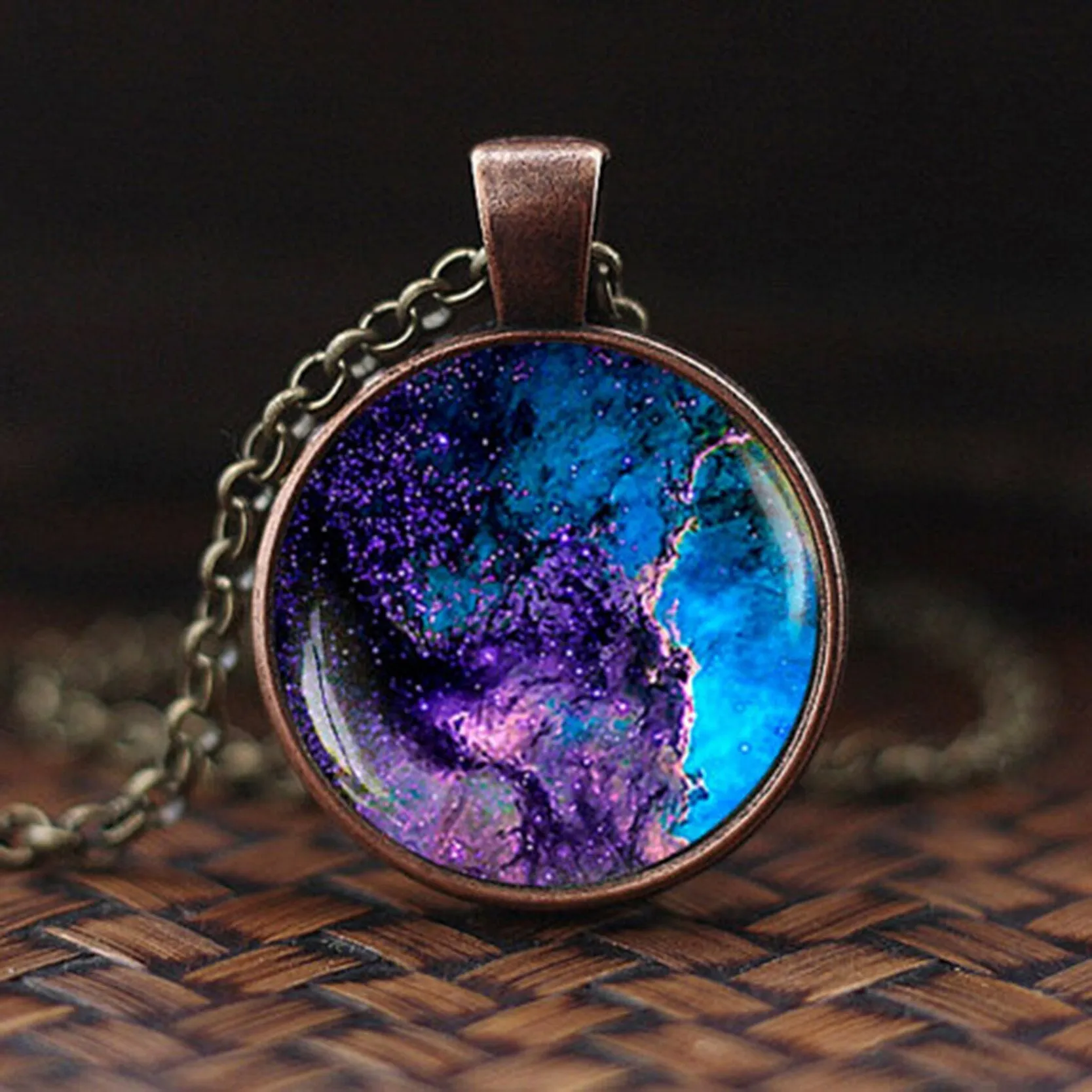 Women Charming Universe Glass Cabochon Galaxy Necklaces