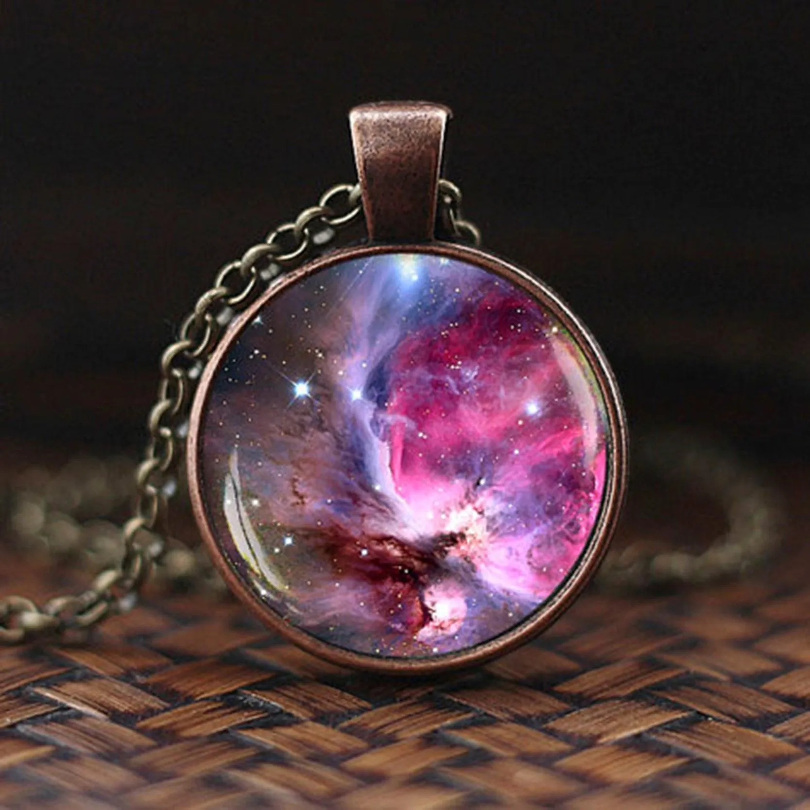 Women Charming Universe Glass Cabochon Galaxy Necklaces