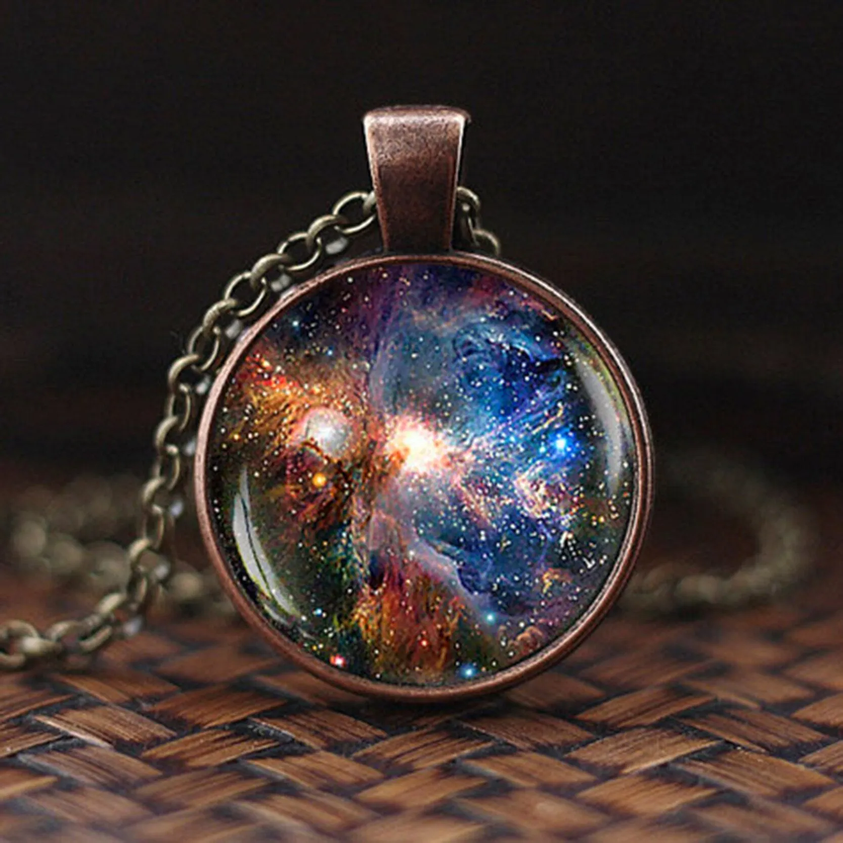 Women Charming Universe Glass Cabochon Galaxy Necklaces