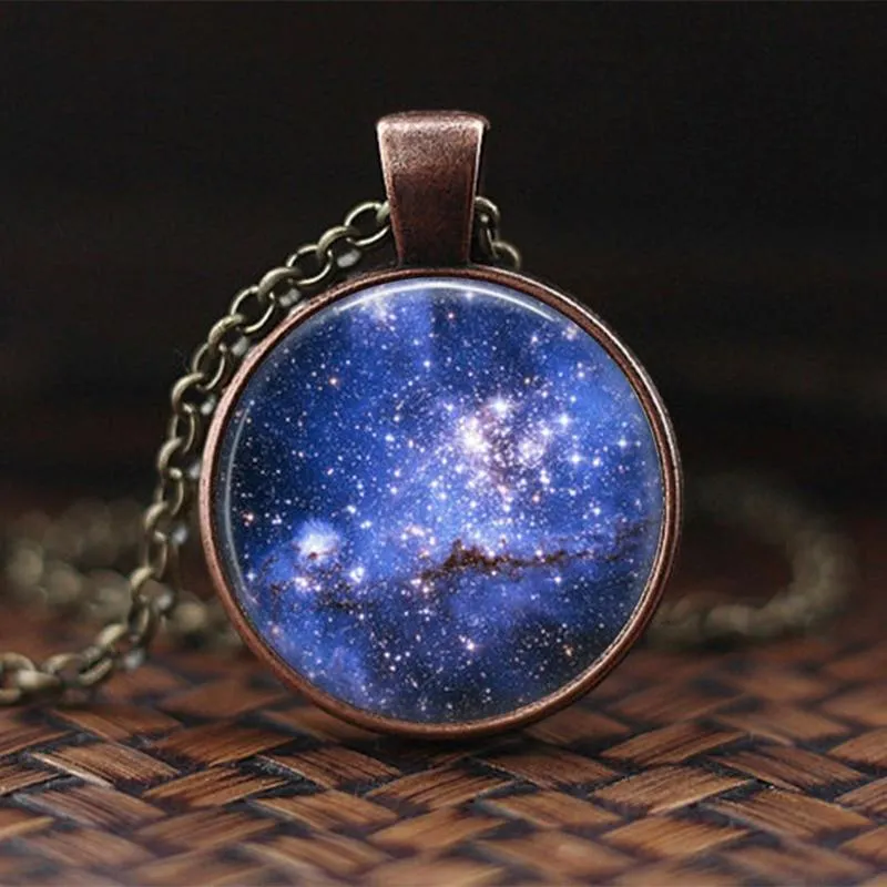 Women Charming Universe Glass Cabochon Galaxy Necklaces