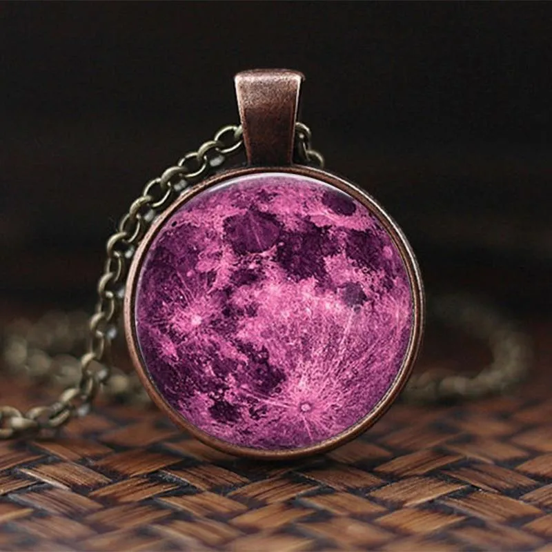 Women Charming Universe Glass Cabochon Galaxy Necklaces