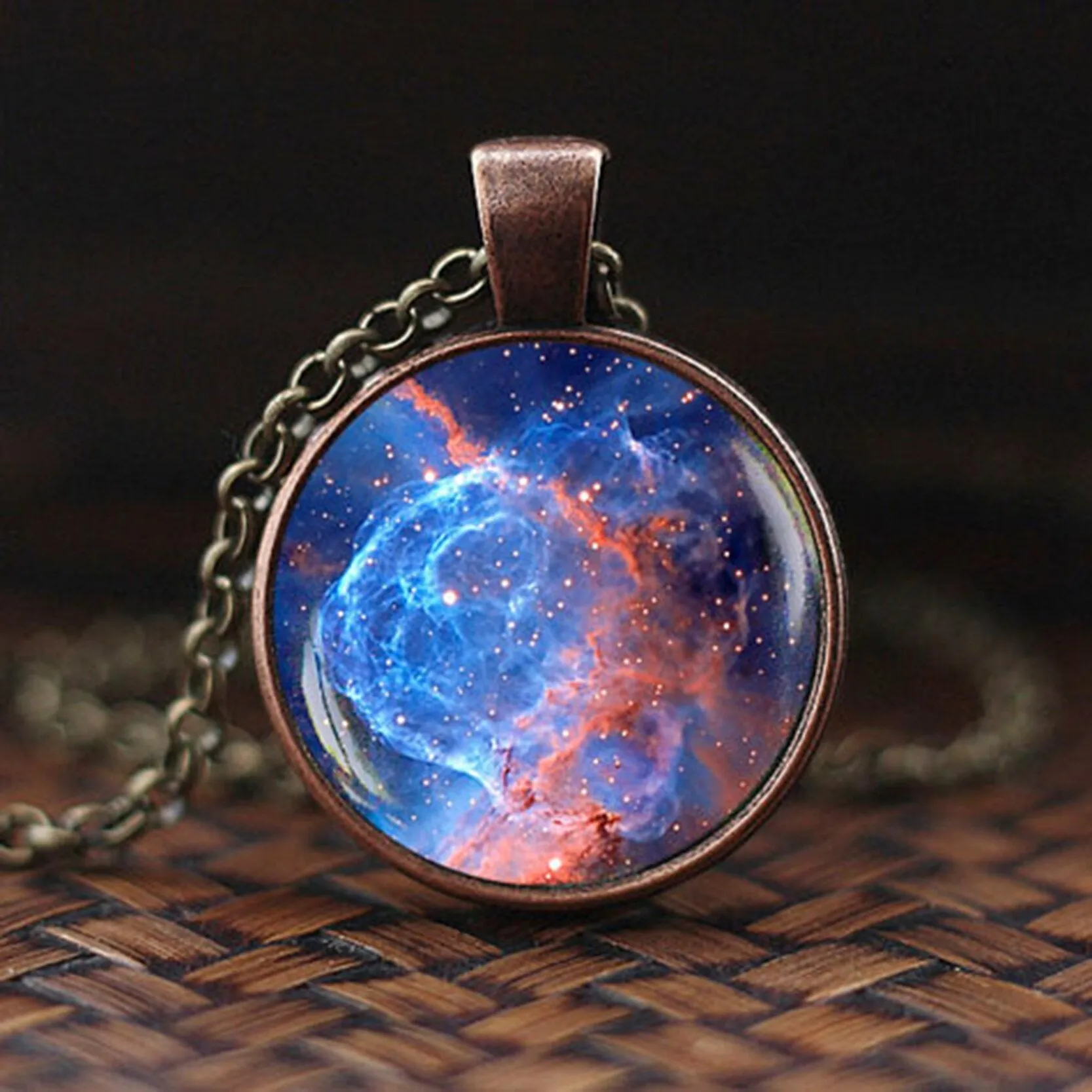 Women Charming Universe Glass Cabochon Galaxy Necklaces