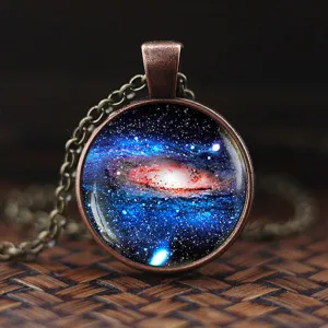 Women Charming Universe Glass Cabochon Galaxy Necklaces