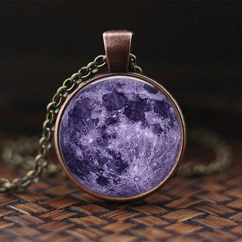 Women Charming Universe Glass Cabochon Galaxy Necklaces