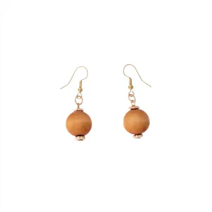 Wooden Balls with Gold Accent Earrings