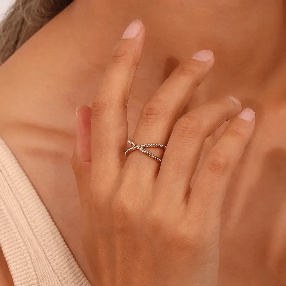X Shape Pearl Ring