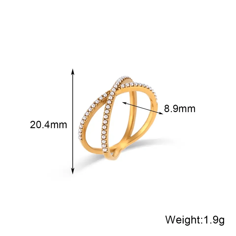 X Shape Pearl Ring