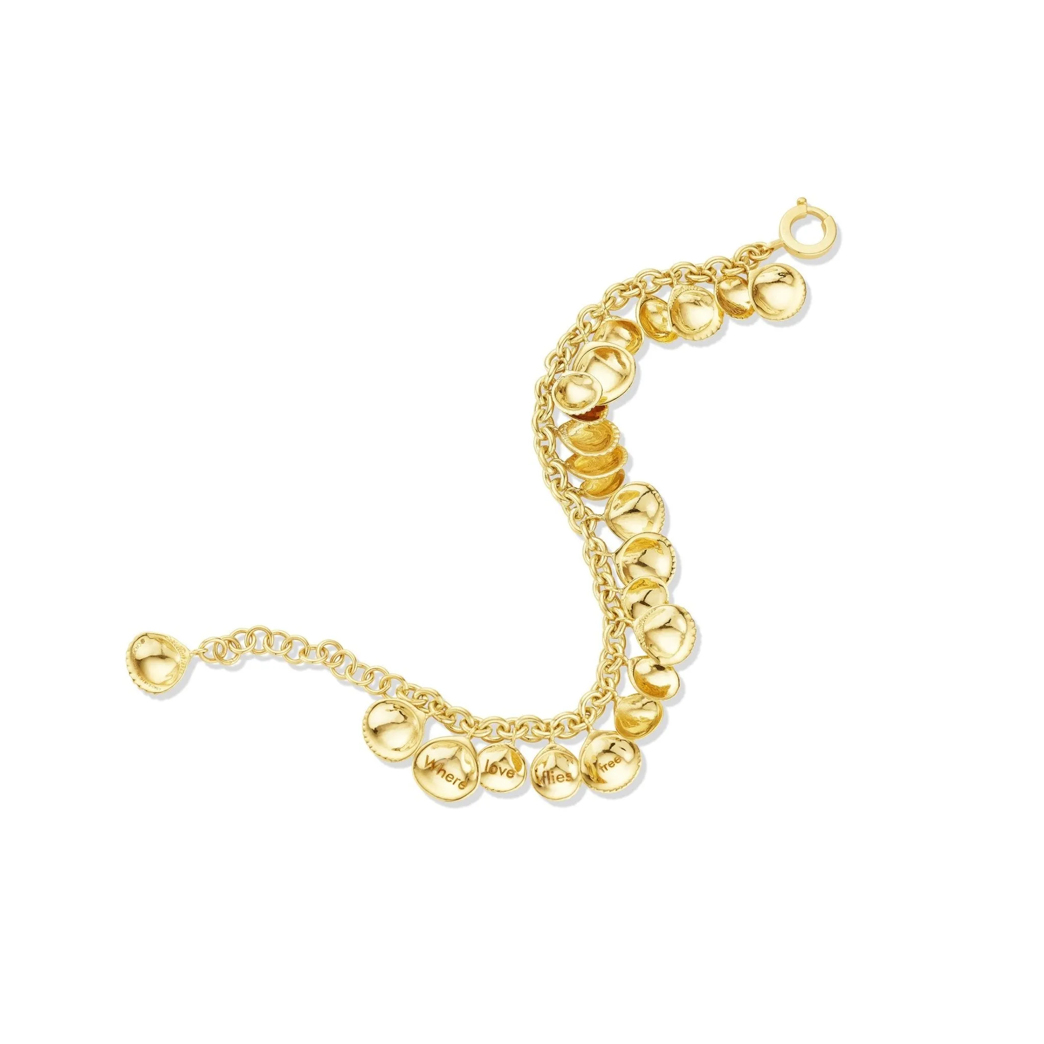 Yellow Gold Shell Charm Bracelet