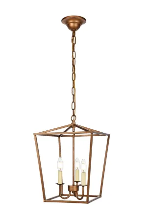 ZC121-LD6008D12G - Living District: Maddox Collection Pendant D12.5 H18.25 Lt:3 Vintage Gold Finish