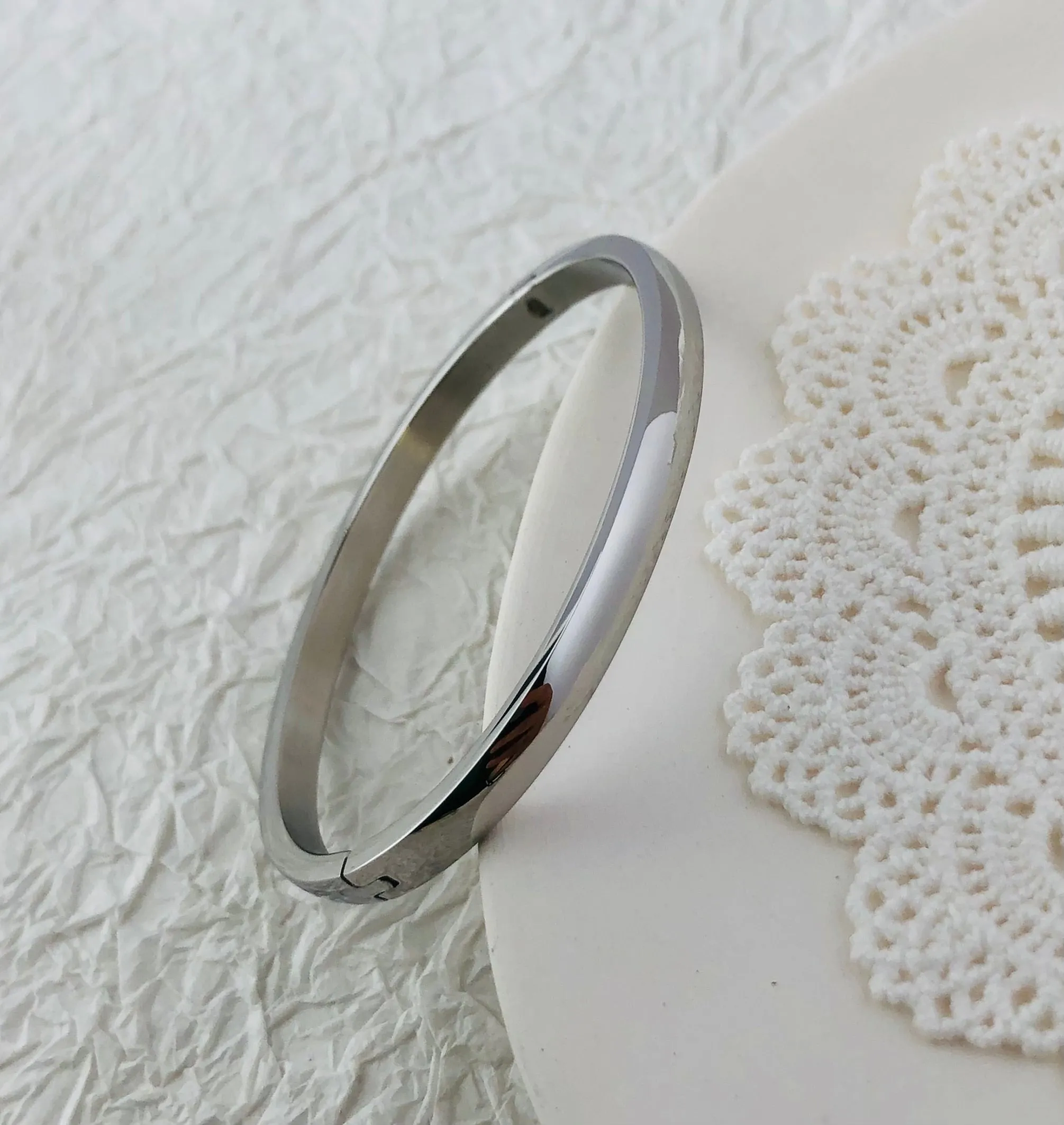 Zircon Mother of Pearl inlaid Bangle Bracelets Gold Silver Plated Stainless Steel Luxury Brand Jewelry