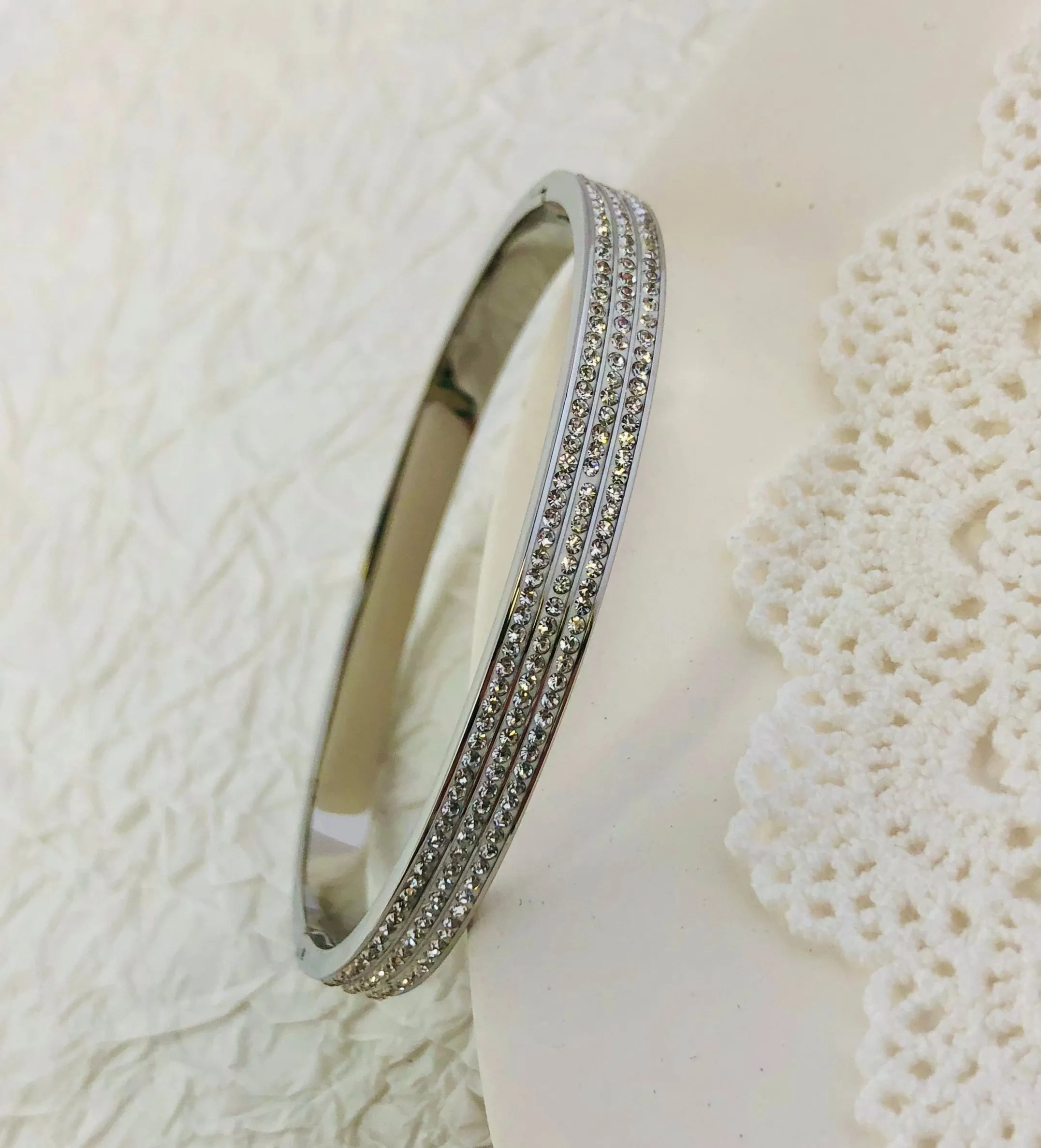 Zircon Mother of Pearl inlaid Bangle Bracelets Gold Silver Plated Stainless Steel Luxury Brand Jewelry