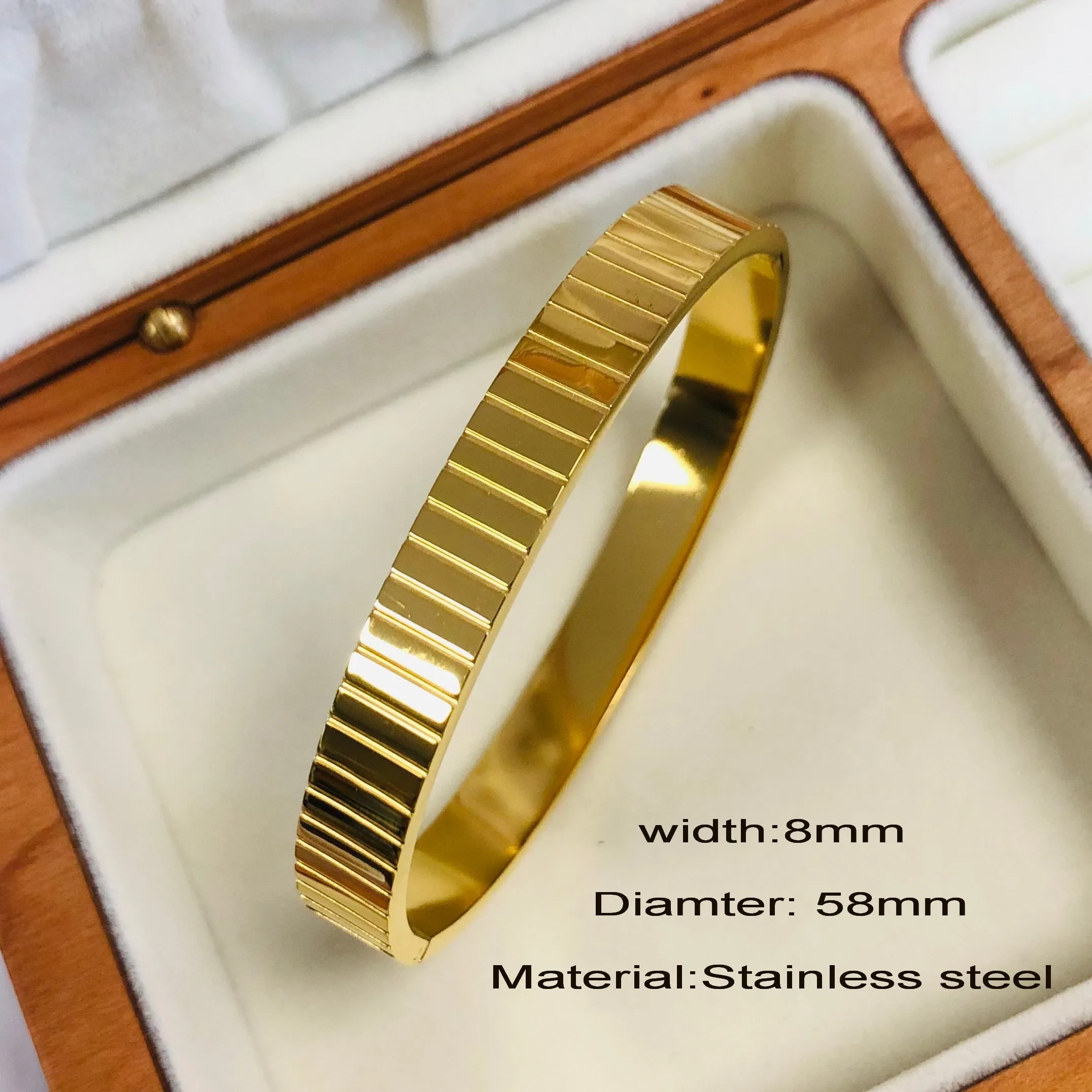 Zircon Mother of Pearl inlaid Bangle Bracelets Gold Silver Plated Stainless Steel Luxury Brand Jewelry
